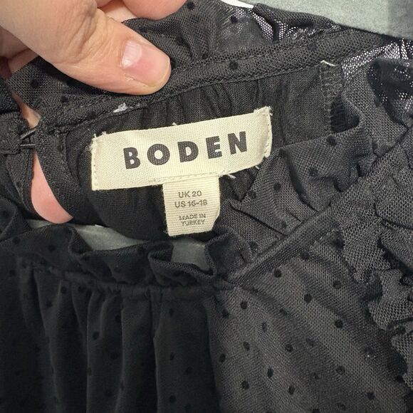 Boden Women’s 16-18 Black Polka Dot Tulle Blouse Sheer Puff Sleeves Whimsigoth - Picture 9 of 12